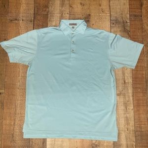 Peter Millar Summer Comfort Shirt Mens Medium Polo Sky Blue Short Sleeve Solid